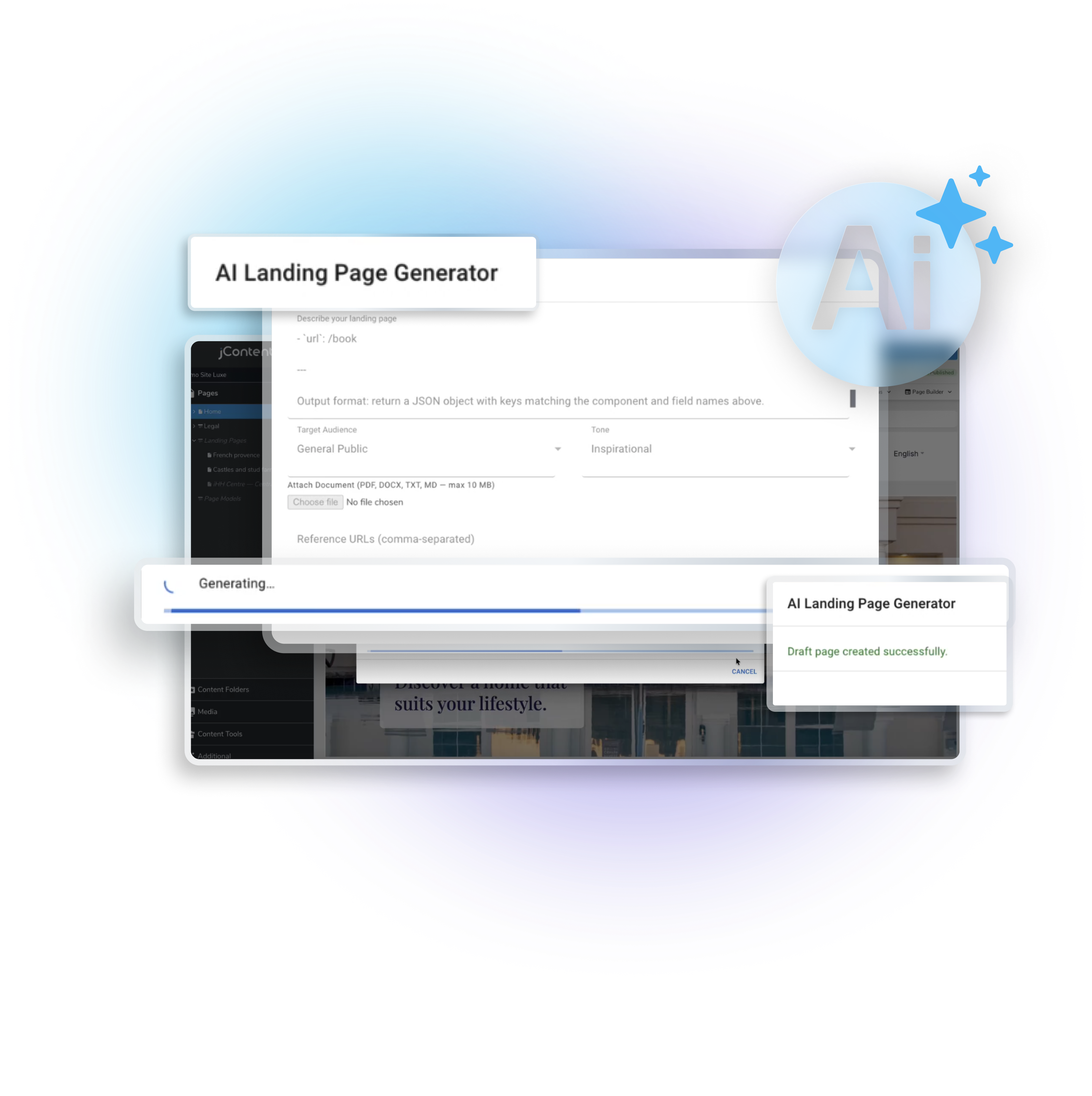 Génération de landing page avec l’IA Jahia