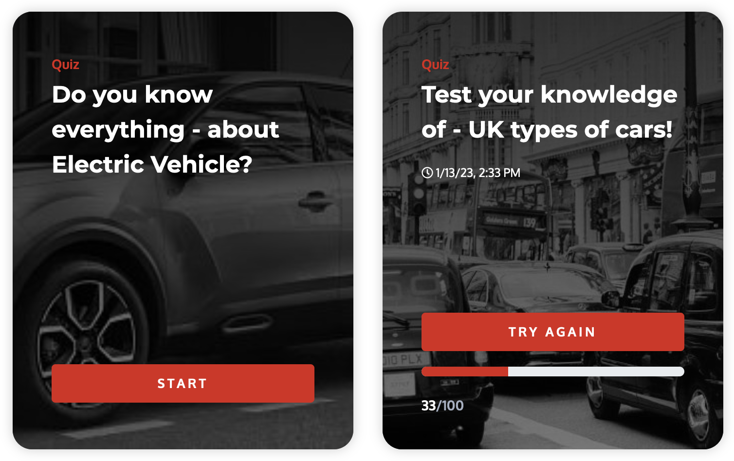 Cartes de quiz interactives avec score dans Jahia