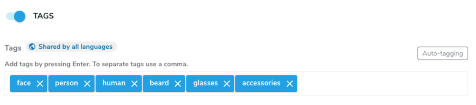 Automatic tags assigned to media in Jahia
