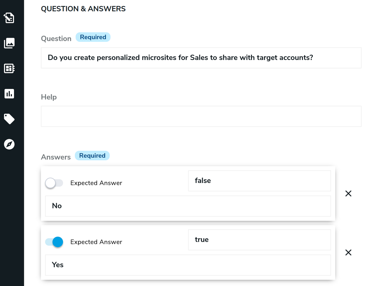 Screenshot of the Jahia 8 interface: setting up a custom question