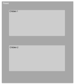 Schéma d'un composant parent qui contient deux composants enfants, Children 1 et Children 2