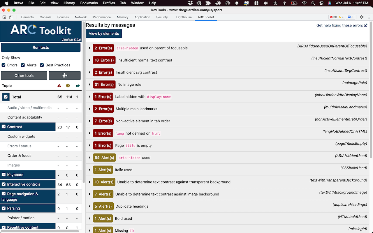 Visuel présentant l'outil de test d'accessibilité de sites web Arc Toolkit