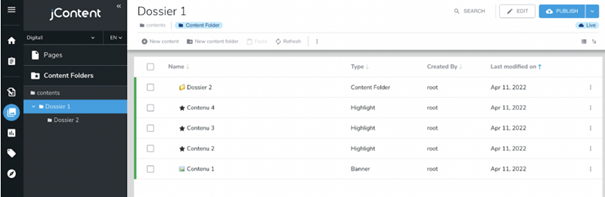 Capture d'écran qui montre l'affichage des pages dans la version Headless du CMS de Jahia