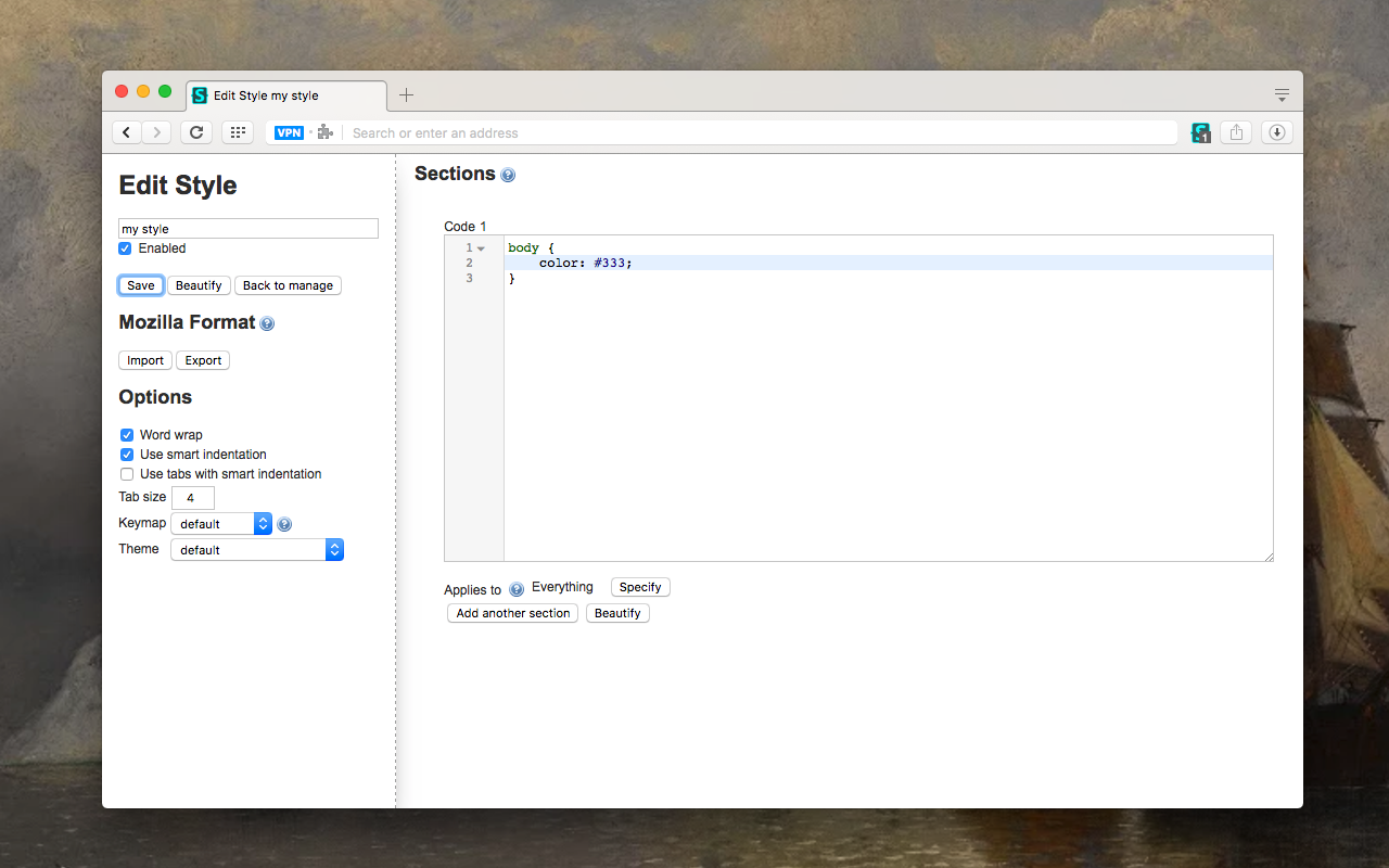 Visuel montrant l'outil de modification de style Stylus, pour aider à améliorer l'accessibilité des sites web