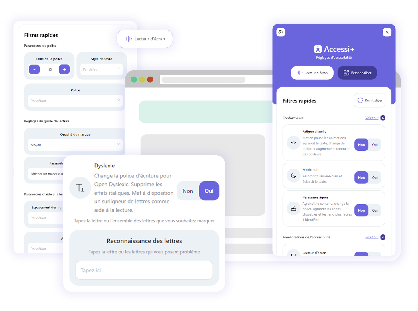 Image montrant le widget d'accessibilité de Accessi+